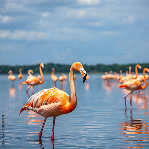 Wallpaper Mural A Rare and Stunning Sight: Flamingos Grace the Danube River with Their Elegant Presence, Captivating Birdwatchers and Nature Enthusiasts Along One of Europe's Most Iconic Waterways Torontodigital.ca