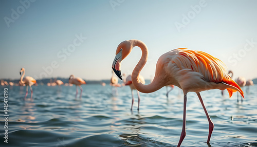 Wallpaper Mural A Rare and Stunning Sight: Flamingos Grace the Danube River with Their Elegant Presence, Captivating Birdwatchers and Nature Enthusiasts Along One of Europe's Most Iconic Waterways Torontodigital.ca