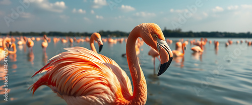 Wallpaper Mural A Rare and Stunning Sight: Flamingos Grace the Danube River with Their Elegant Presence, Captivating Birdwatchers and Nature Enthusiasts Along One of Europe's Most Iconic Waterways Torontodigital.ca