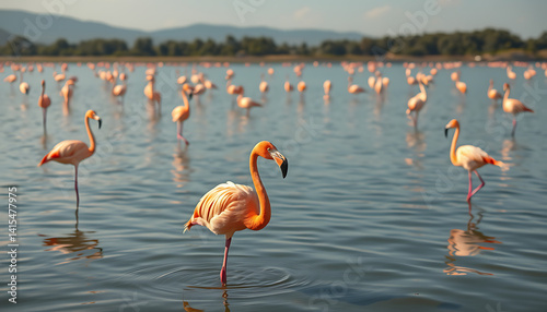 Wallpaper Mural A Rare and Stunning Sight: Flamingos Grace the Danube River with Their Elegant Presence, Captivating Birdwatchers and Nature Enthusiasts Along One of Europe's Most Iconic Waterways Torontodigital.ca