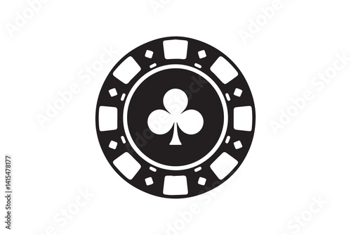 Poker and casino chips vector silhouette isolated in white background 