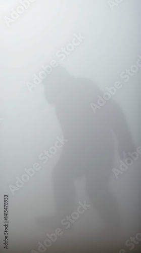 Wallpaper Mural Big Foot encounter in the dark foggy forest, created by generative ai Torontodigital.ca