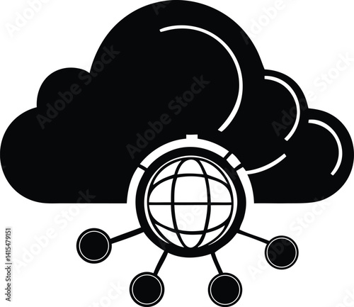 Unique cloud computing icon silhouette vector art, Modern cloud computing icon isolated line art vector illustration