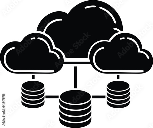 Unique cloud computing icon silhouette vector art, Modern cloud computing icon isolated line art vector illustration