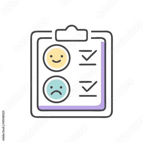 Mood Tracker Icon with Happy and Sad Faces on Checklist  