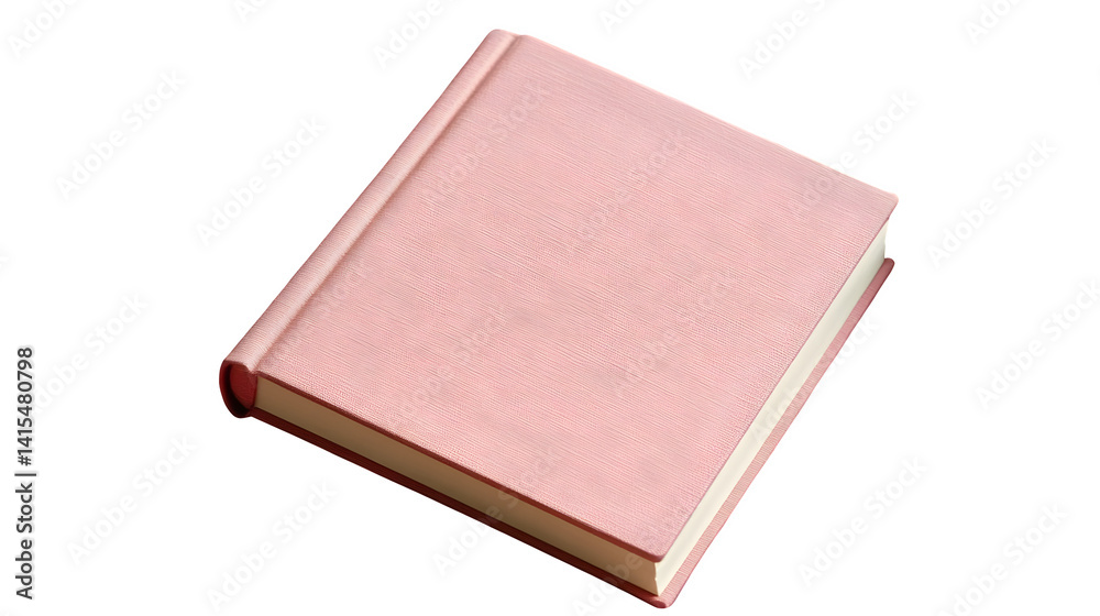 Fototapeta premium Hardcover notebook with cloth texture and gold foil title, top-down 