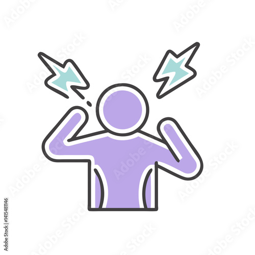 Panic Attack Illustration with Lightning Bolts  