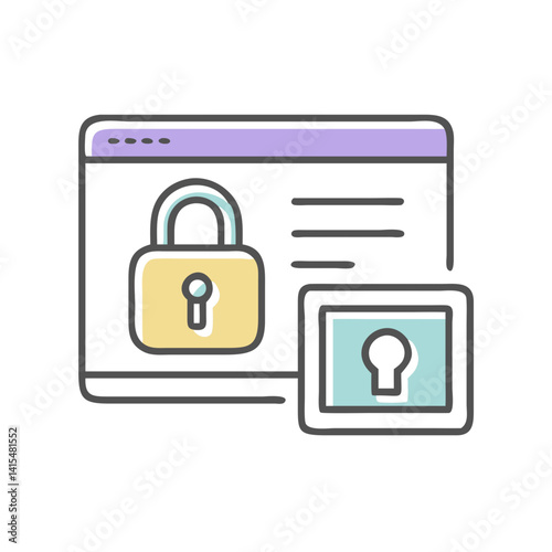 Vector icon of digital privacy with padlock illustration  
