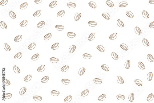 Coffee beans isolated on white background. Vector illustration of line drawing.