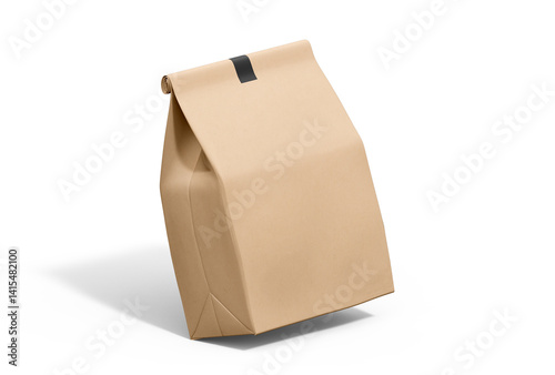 kraft coffee bag mockup blank image, white background