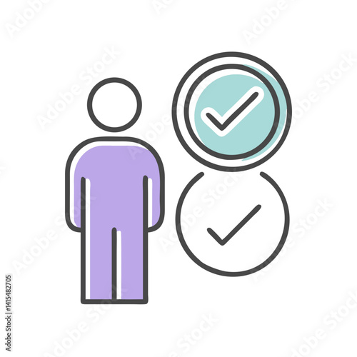 Self-acceptance concept represented by a person and checkmarks  