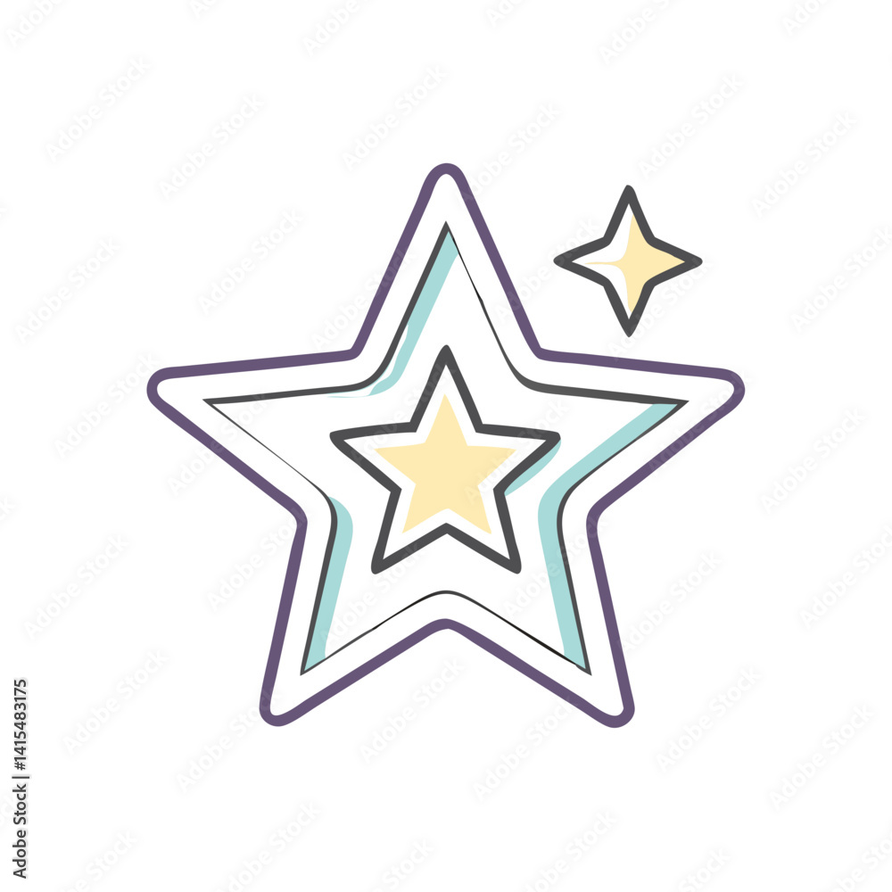 Colorful star icon with outline and inner details Colorful star icon with outline and inner details