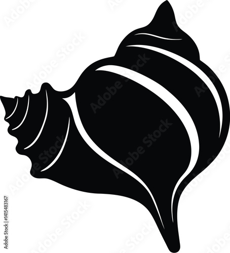 silhouette vector of a conch shell, vector illustration 