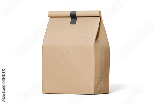 kraft coffee bag mockup blank image, white background
