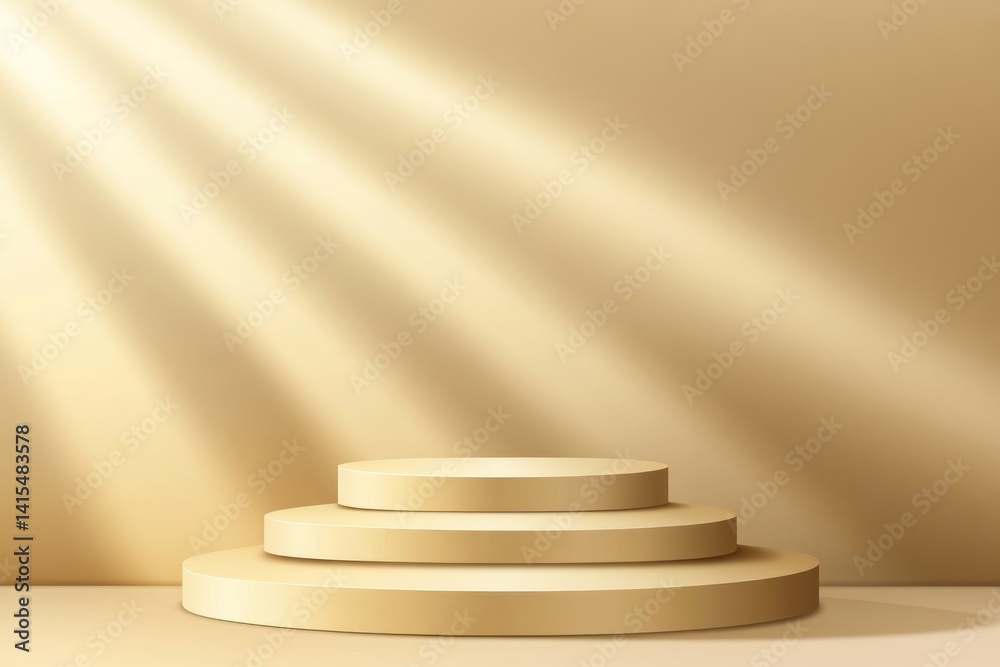 Obraz premium minimalist interior with round podiums concept of modern simplicity and elegance