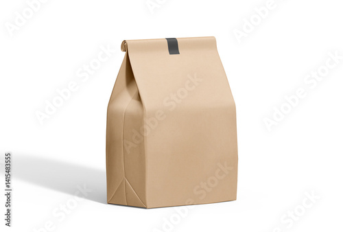 kraft coffee bag mockup blank image, white background