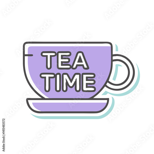 Tea Time Vector Icon in Pastel Colors Representing Relaxation  