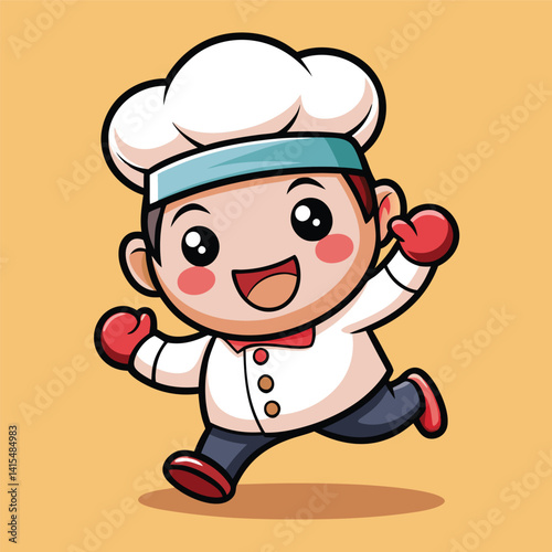Happy cartoon chef running