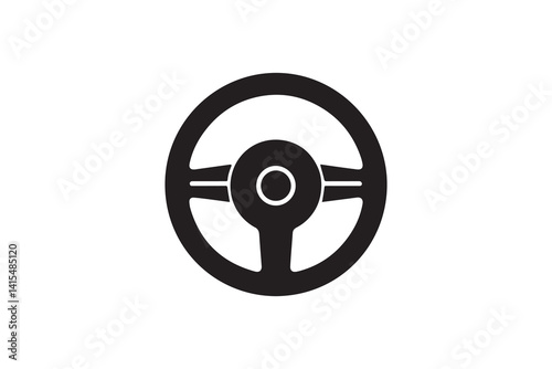 Car steering wheel vector silhouette isolated in white background
