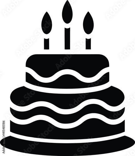 Bday Cake Logo Stencil Icon Beautiful Elements Icon Silhouette Vector Illustration