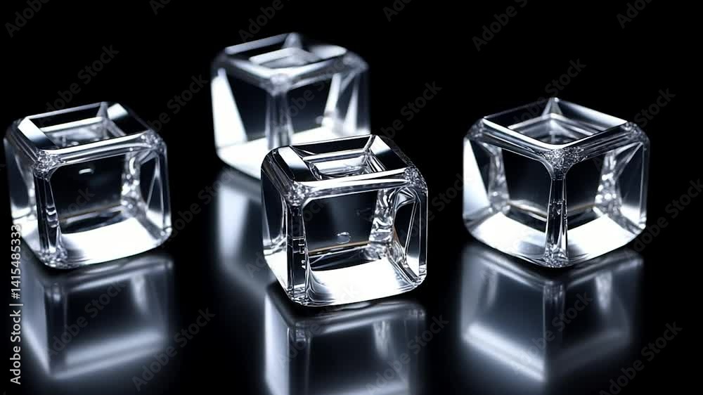 Clear ice cubes on dark surface Clear ice cubes on dark surface