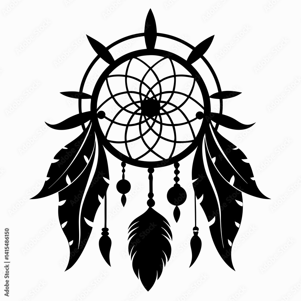 Fototapeta premium Dream Weaver vector silhouette black design white background