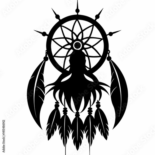 Dream Weaver vector silhouette black design white background