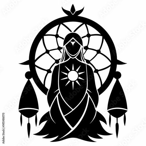Dream Weaver vector silhouette black design white background