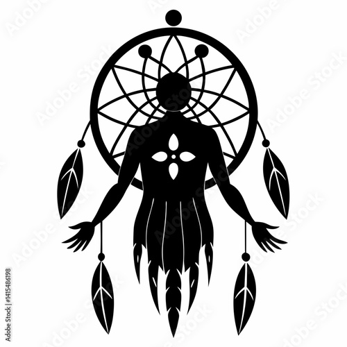 Dream Weaver vector silhouette black design white background