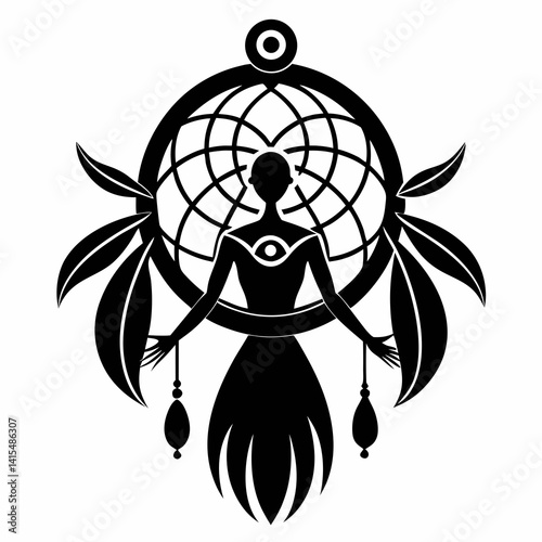 Dream Weaver vector silhouette black design white background