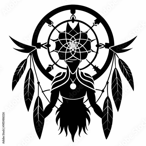 Dream Weaver vector silhouette black design white background