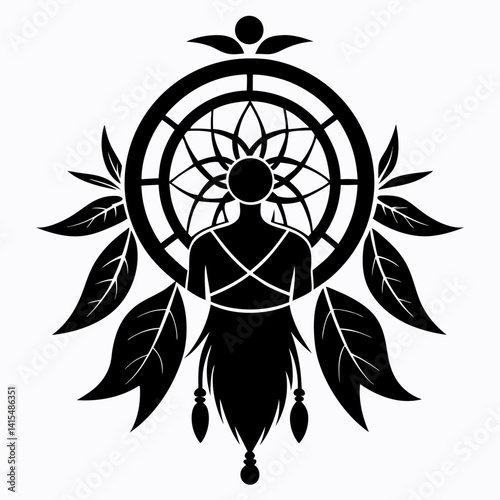 Dream Weaver vector silhouette black design white background