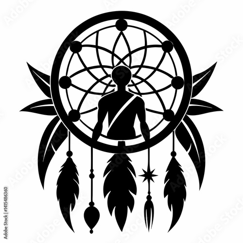 Dream Weaver vector silhouette black design white background