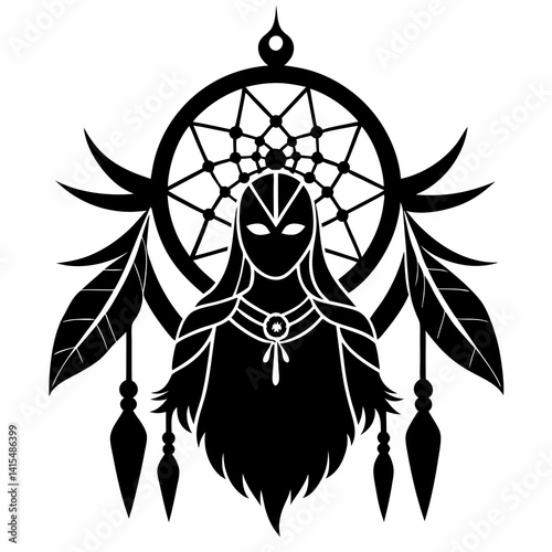 Dream Weaver vector silhouette black design white background