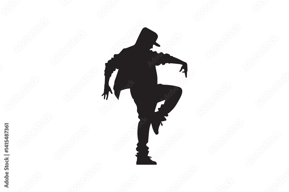 Fototapeta premium Hip hop dancer vector silhouette isolated in white background