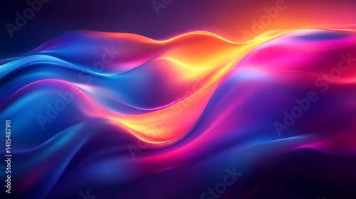Wallpaper Mural Vibrant Neon Abstract Waves, Vibrant abstract waves in neon colors creating a dynamic flow Torontodigital.ca
