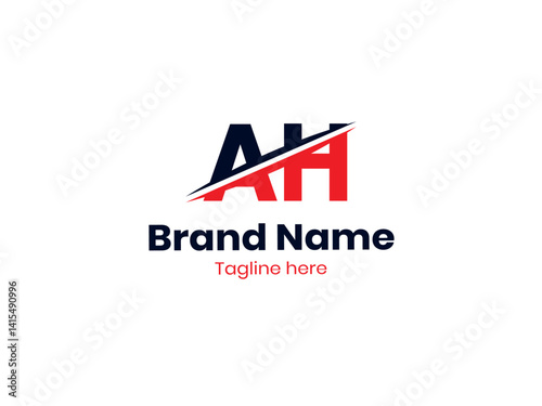 Vector AH logo design divided by line. AH logo, Letter AH, HA letter logo design. Initial letter HA uppercase monogram logo.
