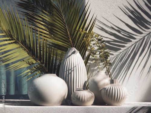 Minimalist Tropical Vibes with Soft Morning Light and Natural Shadow Background for Aesthetic Modern Branding