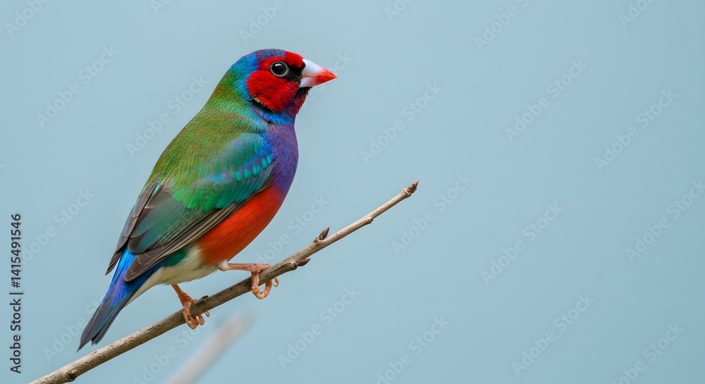 Fototapeta premium Colorful Finch Bird Perched on Branch with Vivid Plumage