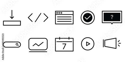 Creative business icon set. Editable stroke. Outline icons collection. Simple vector illustration.
