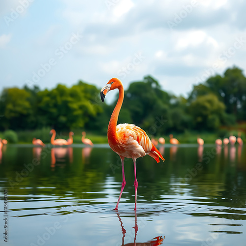 Wallpaper Mural A Rare and Stunning Sight: Flamingos Grace the Danube River with Their Elegant Presence, Captivating Birdwatchers and Nature Enthusiasts Along One of Europe's Most Iconic Waterways Torontodigital.ca