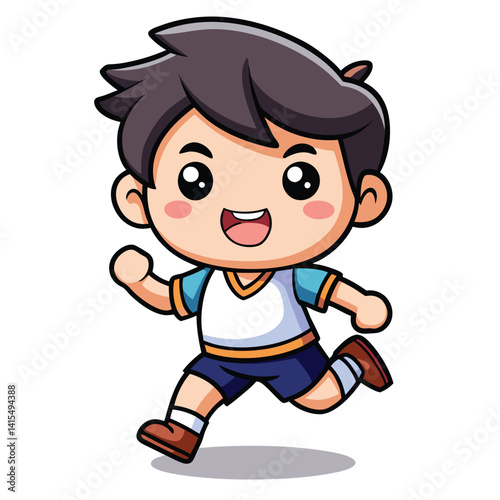 Cute cartoon boy running