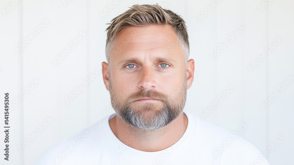 Obraz premium Neutral man in a plain white tee