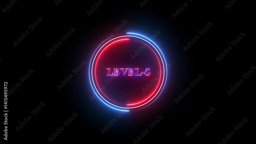 Level-5 text glowing animation with neon line circle animation. Level-5 text glowing animation with neon line circle animation.