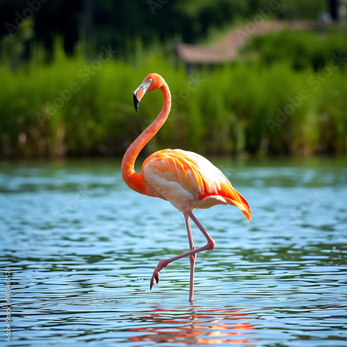 Wallpaper Mural A Rare and Stunning Sight: Flamingos Grace the Danube River with Their Elegant Presence, Captivating Birdwatchers and Nature Enthusiasts Along One of Europe's Most Iconic Waterways Torontodigital.ca