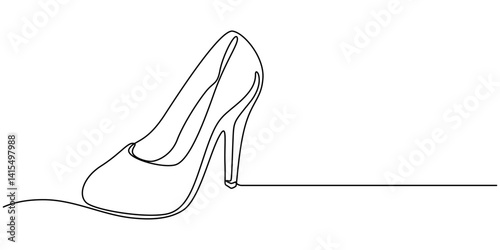 High Heels Continuous Line Icon, Women Shoes Single Line Icon, Continuous line drawing of high heel. One line of high heels. female elegant shoe concept continuous line art. Editable outline.