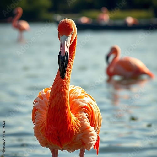 Wallpaper Mural A Rare and Stunning Sight: Flamingos Grace the Danube River with Their Elegant Presence, Captivating Birdwatchers and Nature Enthusiasts Along One of Europe's Most Iconic Waterways Torontodigital.ca