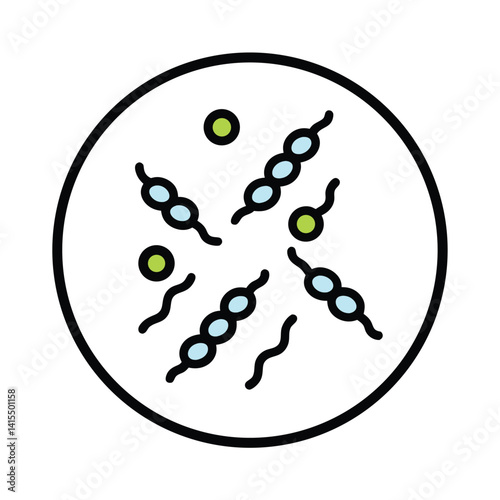 Colorful Bacteria on a White Petri Dish with Transparent Background Design