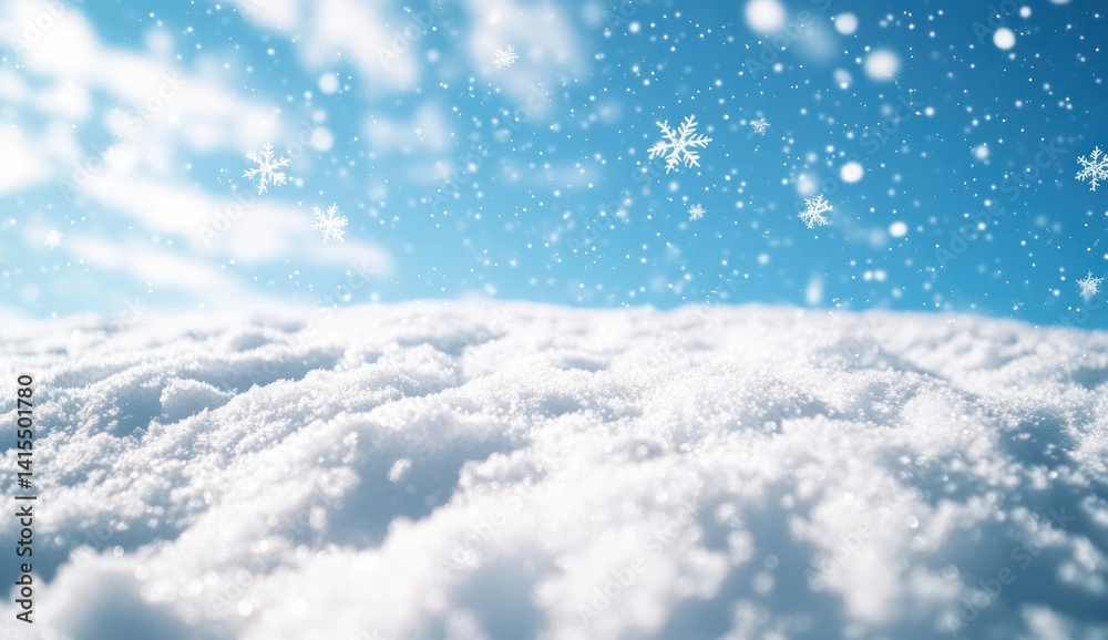 custom made wallpaper toronto digitalWhite clouds fill the frame with a blue sky and snowflakes above.