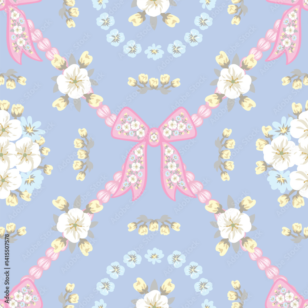 Pattern seamless of trellis ribbons. for print, artwork and use for element your design. Artwork drawn from painted software. You can Edit from eps file